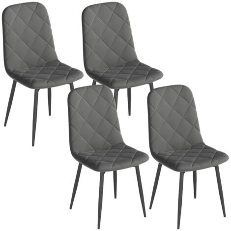 Chaise de salle à manger lot de 4 avec dossier et assise rembourrée confortable - Structure en métro robuste et design moderne - Idéal pour cuisine et salle à manger couleur gris (1/5)