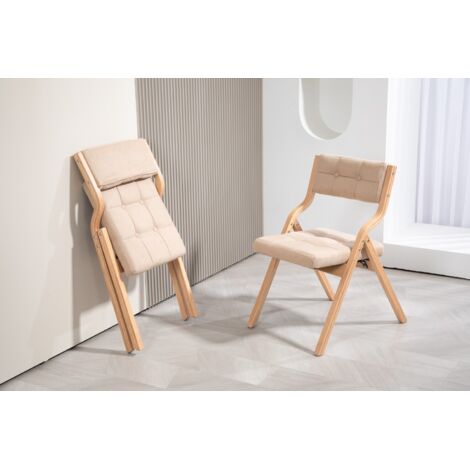 Lot de 2 chaises pliantes rembourrées en bois – Assise large et ergonomique – Pliage facile pour rangement – Couleur vert olive (1/5)