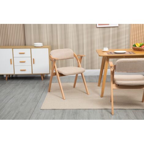 Chaise pliante empilable avec accoudoirs et assise rembourrée confortable - Ensemble de 2 chaises supplémentaires en bois pour invités - Idéal pour cuisine bureau et événements couleur kaki