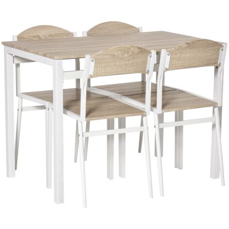 Ensemble table et chaises de salle à manger 5 pièces – MDF et métal – Table rectangulaire 100x63cm – Chaises 4 pièces design gris clair (1/5)