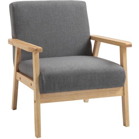 Fauteuils salon accoudoirs rembourrés gris 64x70x72cm apparence lin idéals salle à manger ou séjour confort et design intérieur (1/5)