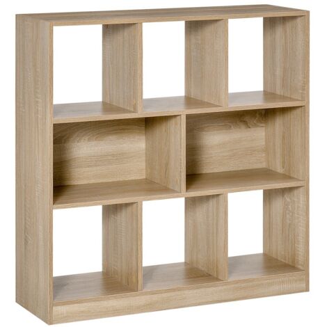 Bibliothèque, étagère 3 niveaux bois naturel rangement élégant pour bureau ou salon design fonctionnel dimensions 97 5x30x100cm (1/5)