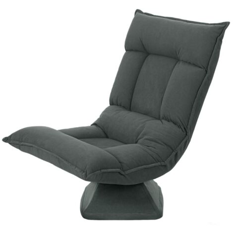 Fauteuil pivotant 360° dossier 5 positions pliable et rembourré canapé paresseux pour salon jeux ou lecture gris foncé design moderne et confortable (1/5)