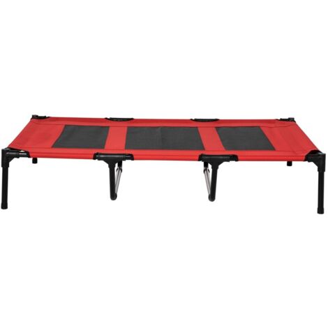 Couchage pour chien surélevé grand taille lit pour animal avec structure métal résistante et tissu Oxford de couleur rouge (1/5)