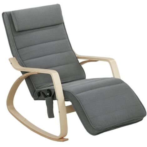Fauteuil à Bascule Massant avec Chauffage Lombaire 3 Modes Revêtement Tissu Gris Confortable et Relaxant pour Intérieur (1/5)