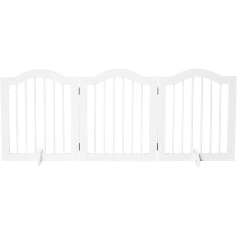 Barrière De Sécurité Pour Chien PawHut - 4 Panneaux Pliables, 207x61 Cm, Blanc, Pour Couloirs Et Escaliers