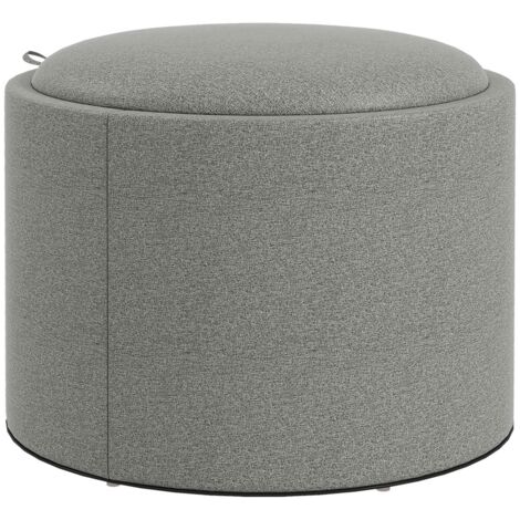 Pouf repose-pied tabouret avec rangement couvercle escamotable gris lin 56x42 cm salon chambre (1/5)