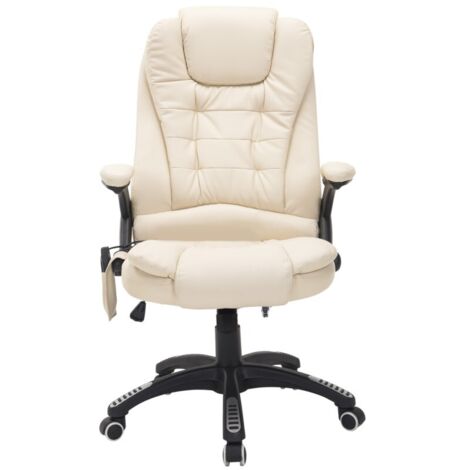 Chaise de bureau tournante en similicuir beige, confort accru par le chauffage intégré et les vibrations à 6 points (1/5)