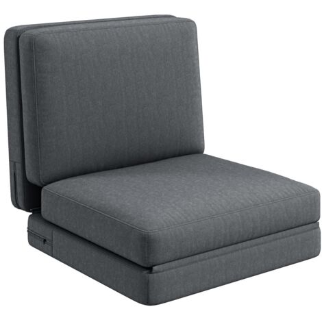 Ensemble table et chaises canapé lit 3 en 1 convertible velours 240 kg gris foncé pour chambre salon (1/5)