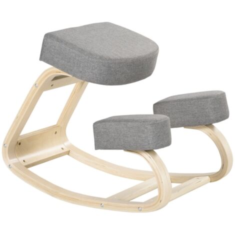 Chaise de bureau à genoux ergonomique tabouret rembourré en bois de bouleau gris pour une posture saine 120 kg (1/5)
