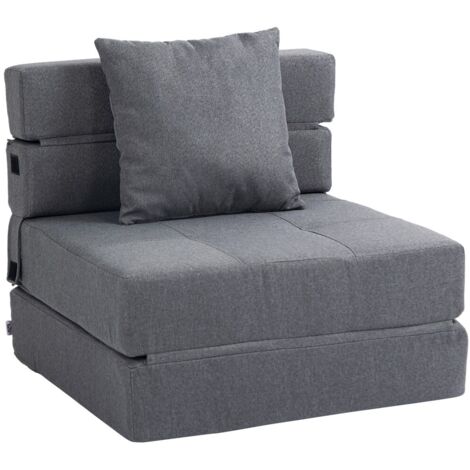 Canapé Convertible 2-en-1, Lit d'Appoint et Fauteuil Relax, Capacité 100kg, Gris Foncé - Idéal pour Décoration Intérieure (1/5)