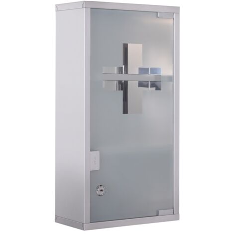 Coffret de Secours Armoire à Pharmacie 3 Compartiments Acier Inoxydable 25x12x48cm pour Cabinet Médical (1/5)