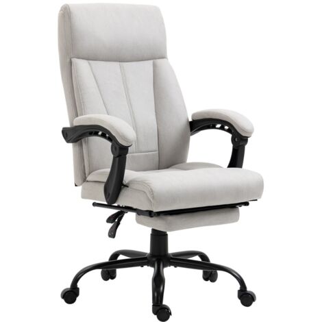 Chaise de Bureau de Direction Massante et Ergonomique - Repose-Pieds Réglable - Gris Clair (1/5)