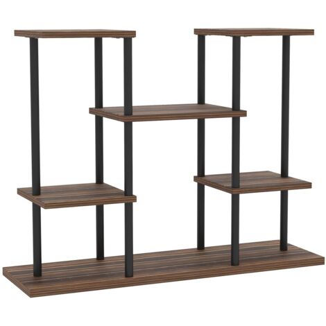 Porte plantes et étagère à plantes 4 étages en bois carbonisé de 61 5 cm pour intérieur et extérieur salon jardin balcon (1/5)
