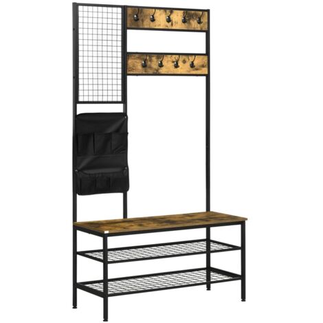 Porte-Manteau sur Pied Rustique en Acier Brun - Design Robuste et Polyvalent - Pour Intérieur et Extérieur (1/5)