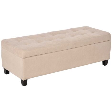 Chaise de Salon Convertible en Lit - avec Rangement - Rembourré - Couvercle en Aspect Lin Beige - Pour Chambre d'Amis (1/5)