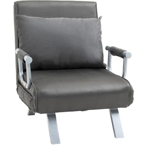 Canapé Lit 3-en-1 BZ - Fauteuil Évolutif avec Matelas Intégré - Pliant et Design - Tissu Gris Anthracite - Idéal pour Studio (1/5)