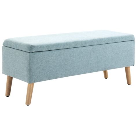 Chaise Banc Scandinave avec Rangement Tissu Vert Clair et Bois, 110x39x45 cm, Confortable pour Salon et Jardin (1/5)