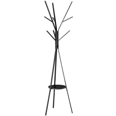 Porte-Manteaux sur Pied 180 cm Métal Noir, Élégant pour Hall et Entrée, Organisation et Gain de Place (1/5)