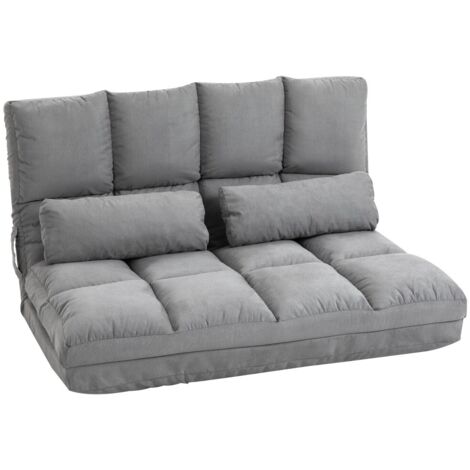 Fauteuil 2-en-1 Convertible en Lit - Dossier 3 Positions Réglables, Velours Gris - Jardin et Terrasse (1/5)