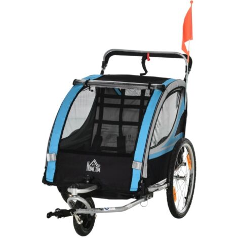 Accessoires pour remorque - Harnais de Sécurité 5 Points - Poussette Enfant Universelle - Structure Acier - Bleu - 142x75x101 cm (1/5)
