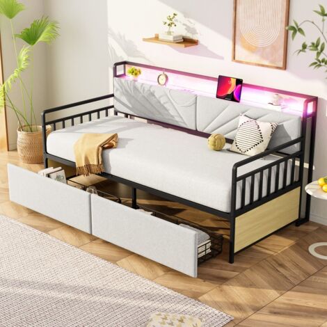 S*MAX Sommier électrique 140x200 de Relaxation Deux Moteurs Deux Ports USB Télécommande sans Fil