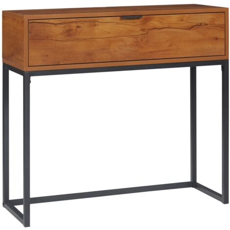Tables console avec tiroir - Acier naturel - Table basse couloir - Table d'appoint salon - 80 x 30 x 76 (cm) (1/5)