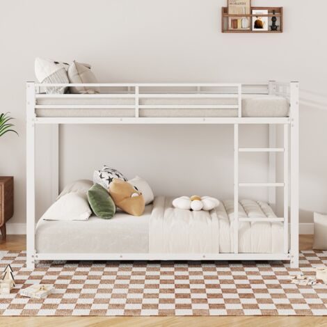 Lits superposés enfant 140x200 en fer robuste, structure classique et durable, facile à nettoyer, couleur blanc (sans Matelas) (1/5)