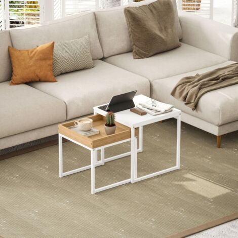 Tables Basses Modulaires 2 Pièces Style Terrazzo - 70x70cm & 50x50cm - Design Flexible Pour Salon Moderne