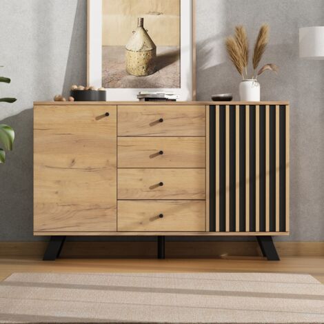 Buffet Armoire Shabby Chic Bleu – 6 Tiroirs – Bois – Livré Monté