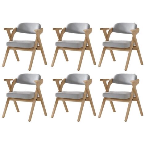 Chaises salle à manger pliantes bois massif - Velours gris moderne - 6 pièces - Confort respirant - Rangement facile