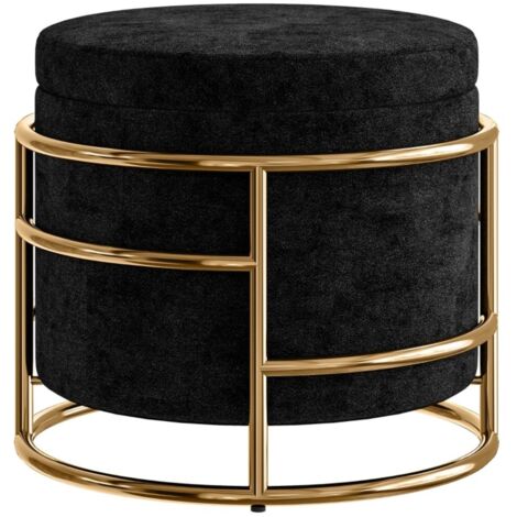 Tabouret de rangement avec repose-pieds rembourré - Cadre métal doré et noir - 45 x 35 x 90 (cm) (1/5)