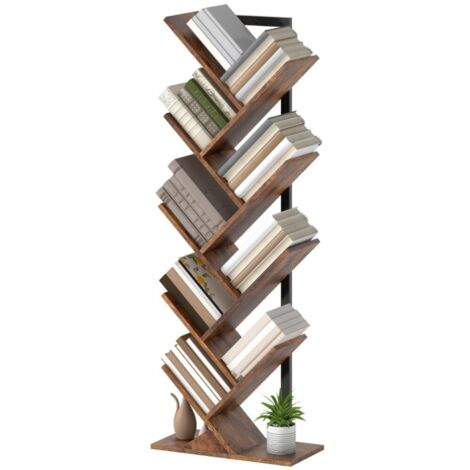 Bibliothèques et étagères - Étagère Arbre 9 Niveaux Étroite pour Bureau - 58 x 60 x 180 (cm) Brun Rustique (1/5)