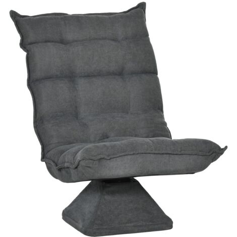 Fauteuils relax pivotant avec dossier réglable-Format bas canapé-Coussin de sol pour salon et bureau-58 x 60 x 180 (cm)-Gris microfibre (1/5)