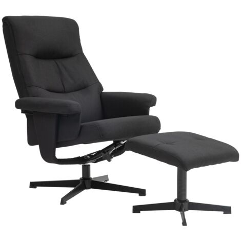 Fauteuils relax pivotant-bascule avec repose-pieds-velours noir-58 x 60 x 180 (cm) (1/5)