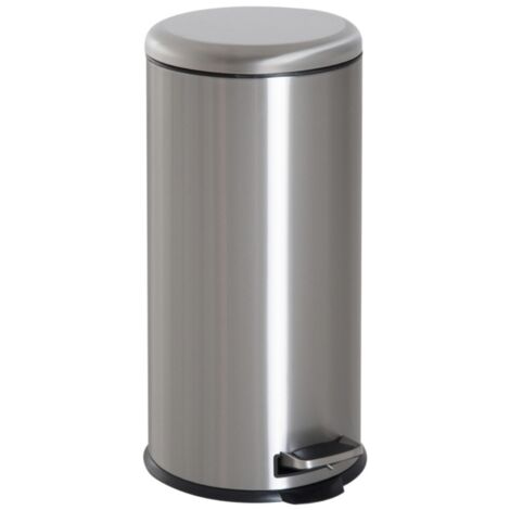 Poubelle de salle de bain-30L-Acier inoxydable-À pédale-Couvercle rabattable-Seau intérieur-25 x 30 x 40 (cm) (1/5)
