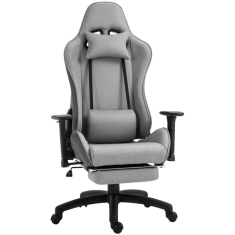 Chaise de bureau-accoudoirs et soutien lombaire réglables-repos-tête amovible-bascule-58 x 60 x 180 (cm)-grise (1/5)