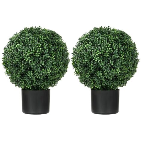 Ensemble de 2 Plantes Buis Artificielles en Pot 52cm - Résistantes aux UV - Décoration Jardin et Salon - Réalistes (1/5)