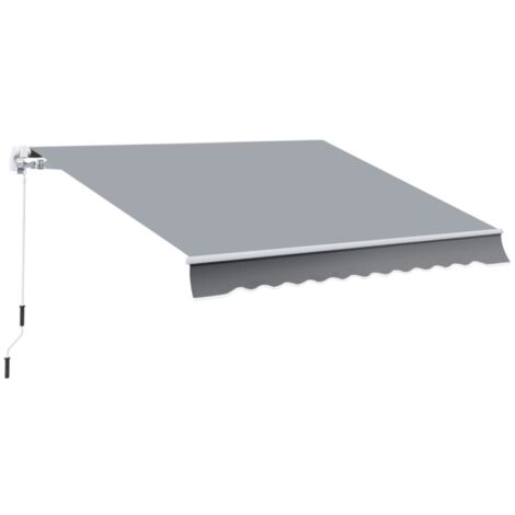 Store Banne Extérieur 3.95x2.45m - Store Toile Rétractable avec Manivelle, Protection Solaire, Structure Métal Gris/Blanc (1/5)