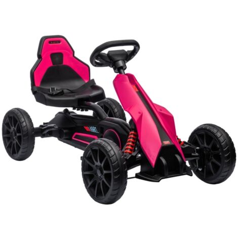 Voiture électrique Karting pour enfant - Siège réglable et frein à main - Véhicule à pédales 3-8 ans - Extérieur - Rose 100x58x58.5