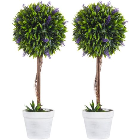Plante Artificielle Lavande - Lot de 2 Pieds en Pot 60 cm avec Mousse - Décoration Végétale Fausse pour Intérieur et Extérieur 24x24x60cm (1/5)