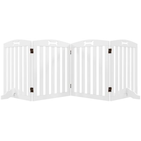 Barrière pour chien autoportante. Lot de 4 (207,5x30x61 cm). Parc & enclos pliable pour couloir, escaliers. Blanche Pour chien moyen
