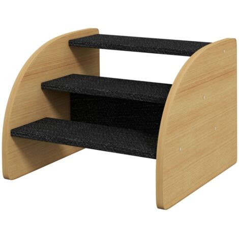 Escalier pour petit chien, 3 marches stables. Dimensions 38.5x38.5x30 cm. Design en chêne et noir pour confort et accès facile