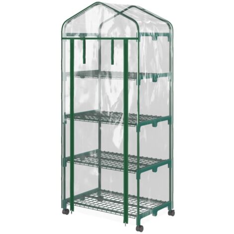 Serre Mini Serre Transparente Aluminium 69x50x165cm - 4 Étages - Pour Plantes, Châssis Froid - Jardin Balcon (1/5)