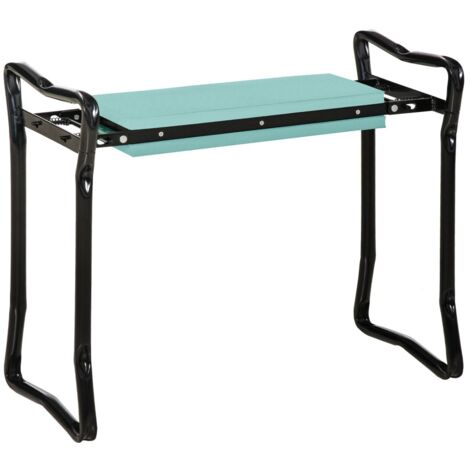 Banc de jardinage pliable avec agenouilloir - Support 150kg, mousse EVA, acier vert foncé 58x28x49cm, jardinage confortable (1/5)