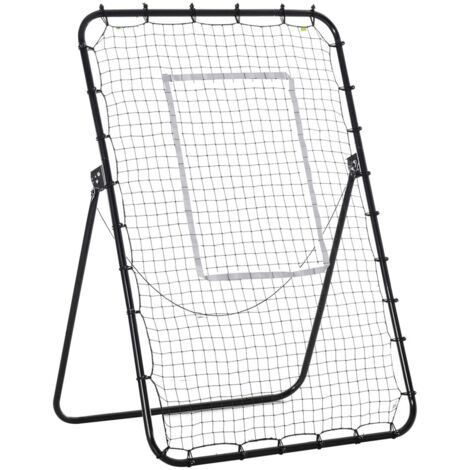 Cage et but de foot pliable avec mur de rebond 123x102-177x130-183cm, 4 niveaux réglables, noir, entraînement et divertissement (1/5)