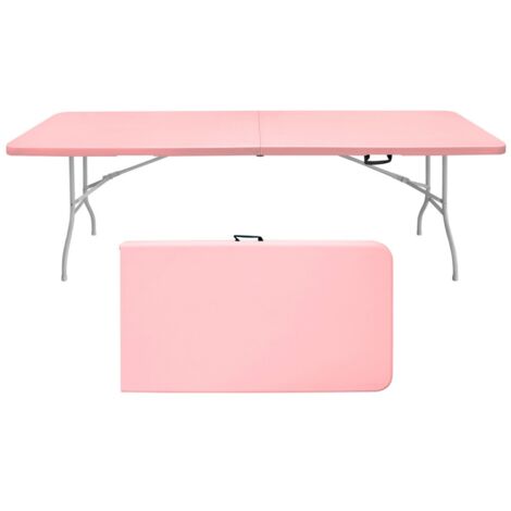 Table de camping pliante robuste portable-Multifonction intérieur/extérieur-Avec poignée-Capacité 135kg-244x76x73.6(cm) (1/5)