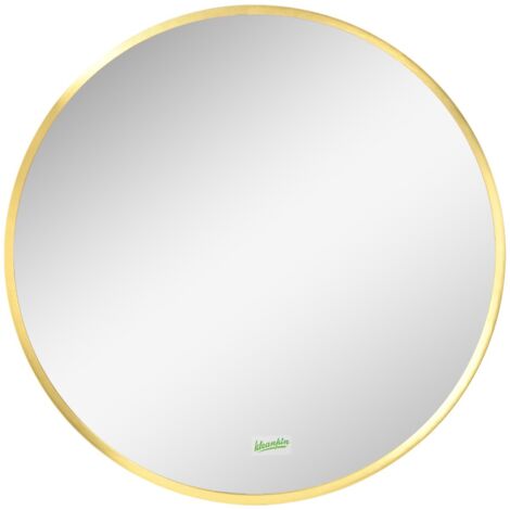 Miroir mural rond 50 cm, cadre métal or - Déco pour salle de bain, chambre et couloir, élégant et moderne (1/5)