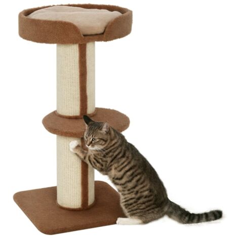 Arbre à chat 45x45x91cm avec poteaux sisal, plateforme et coussins - griffoir multi-niveaux pour chats moyens, marron clair (1/5)