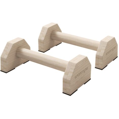 Barres de traction et dips en hêtre naturel - Lot de 2, antidérapantes, 120 kg max - 30x13x10 cm (1/5)